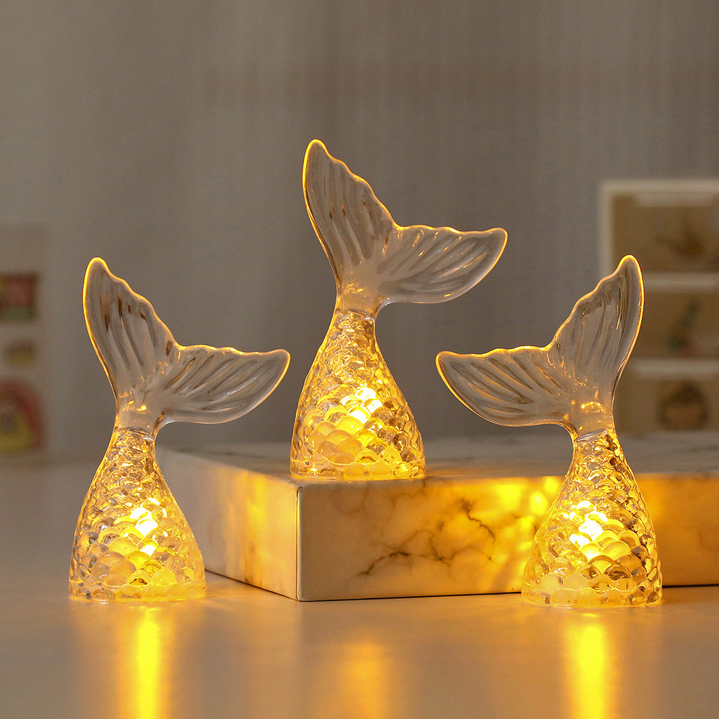 Bougie électronique lumière créative sirène lumineuse Tail Night Light Ins Ornements de bureau M