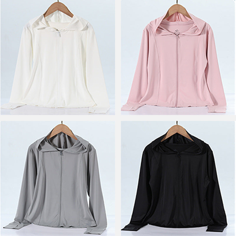 Femmes Ice Silk Cool Yoga Sun Protection Vêtements Slim-fit Waist Breathable Outdoor Howe