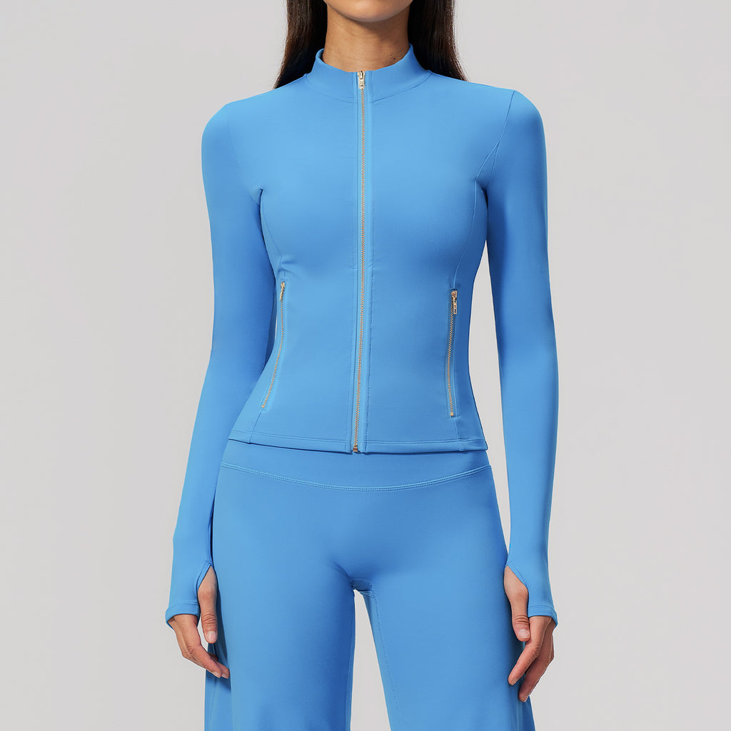 Veste de sport pour femmes Cardigan Zip-up Stretchy Fitness