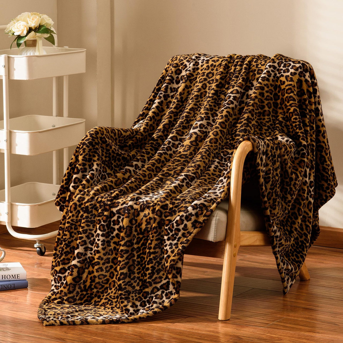 Classique Leopard-print Flannel Blanket Style moderne