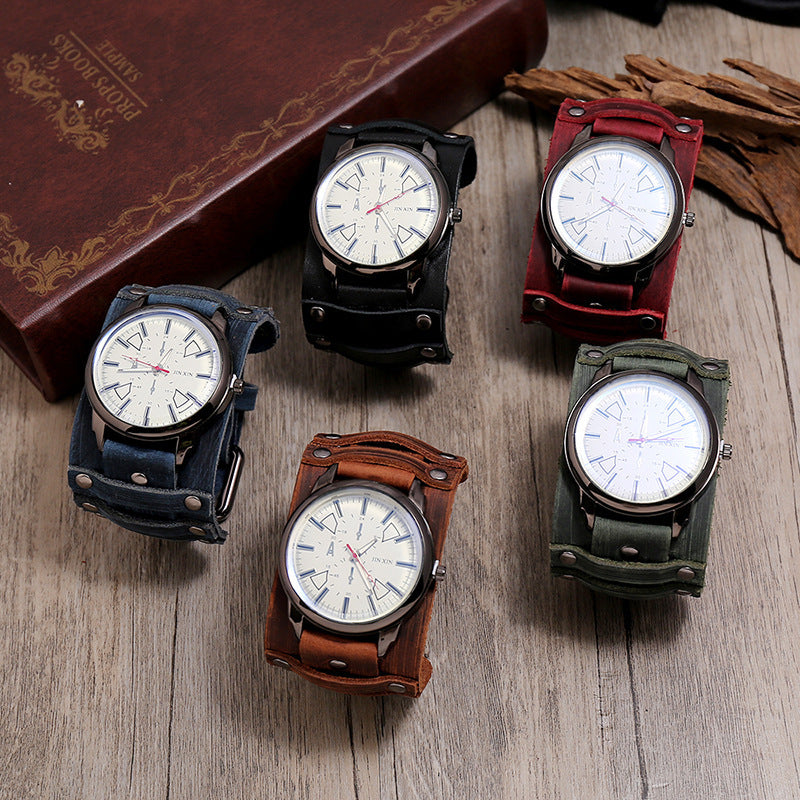 Bracelet Vintage montre en cuir large pour homme