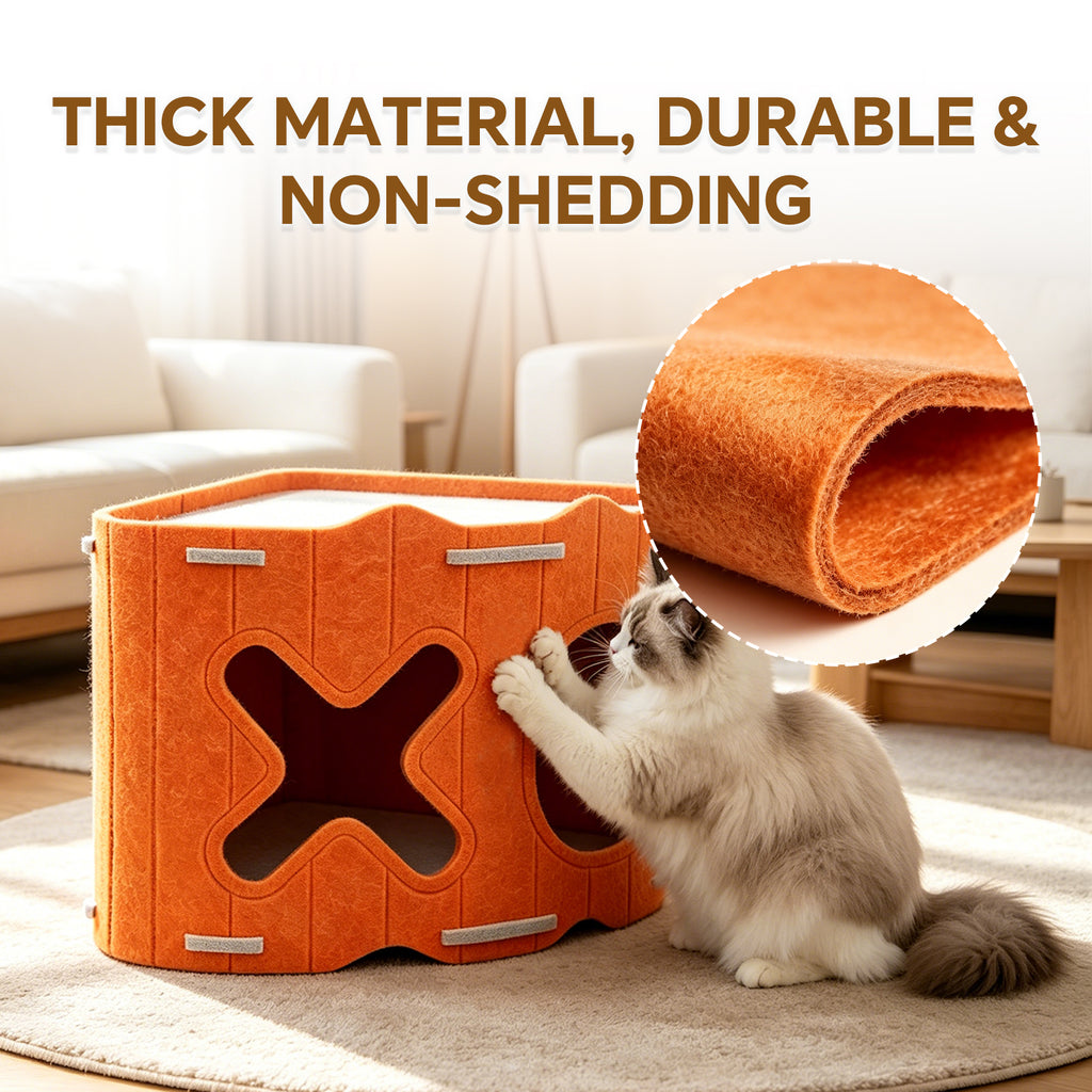 Cabane pour chat modulable en feutre, modules empilables