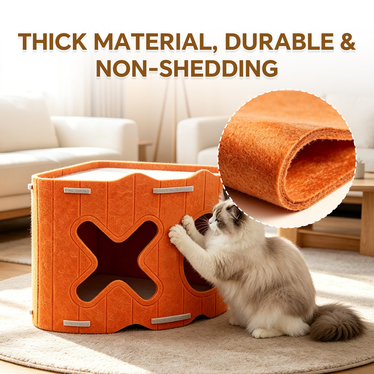 Cabane pour chat modulable en feutre, modules empilables