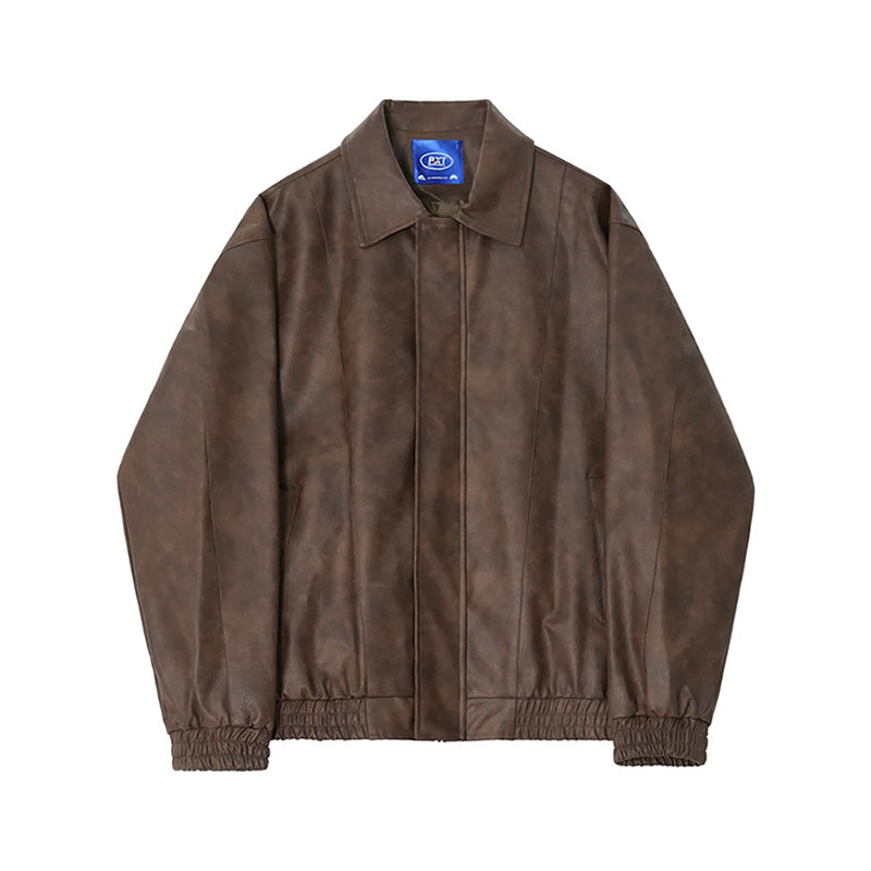 Veste en cuir courte moto pour homme
