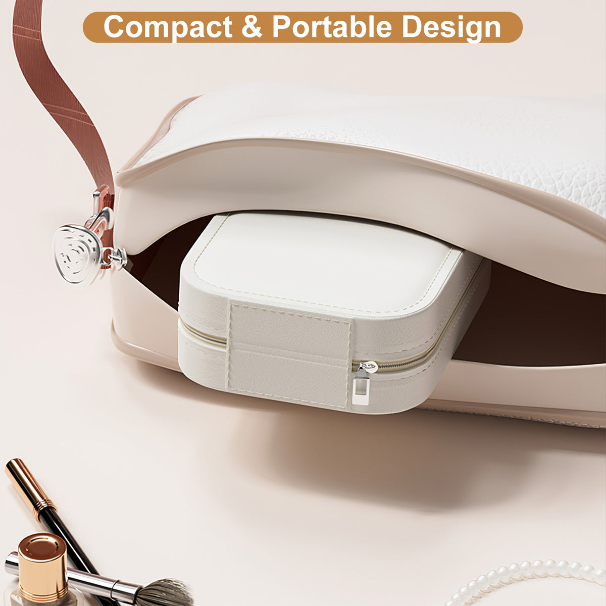 1Pc Portable Sac de maquillage de voyage avec miroir LED Rechargeable miroir de beauté avec 3 couleurs