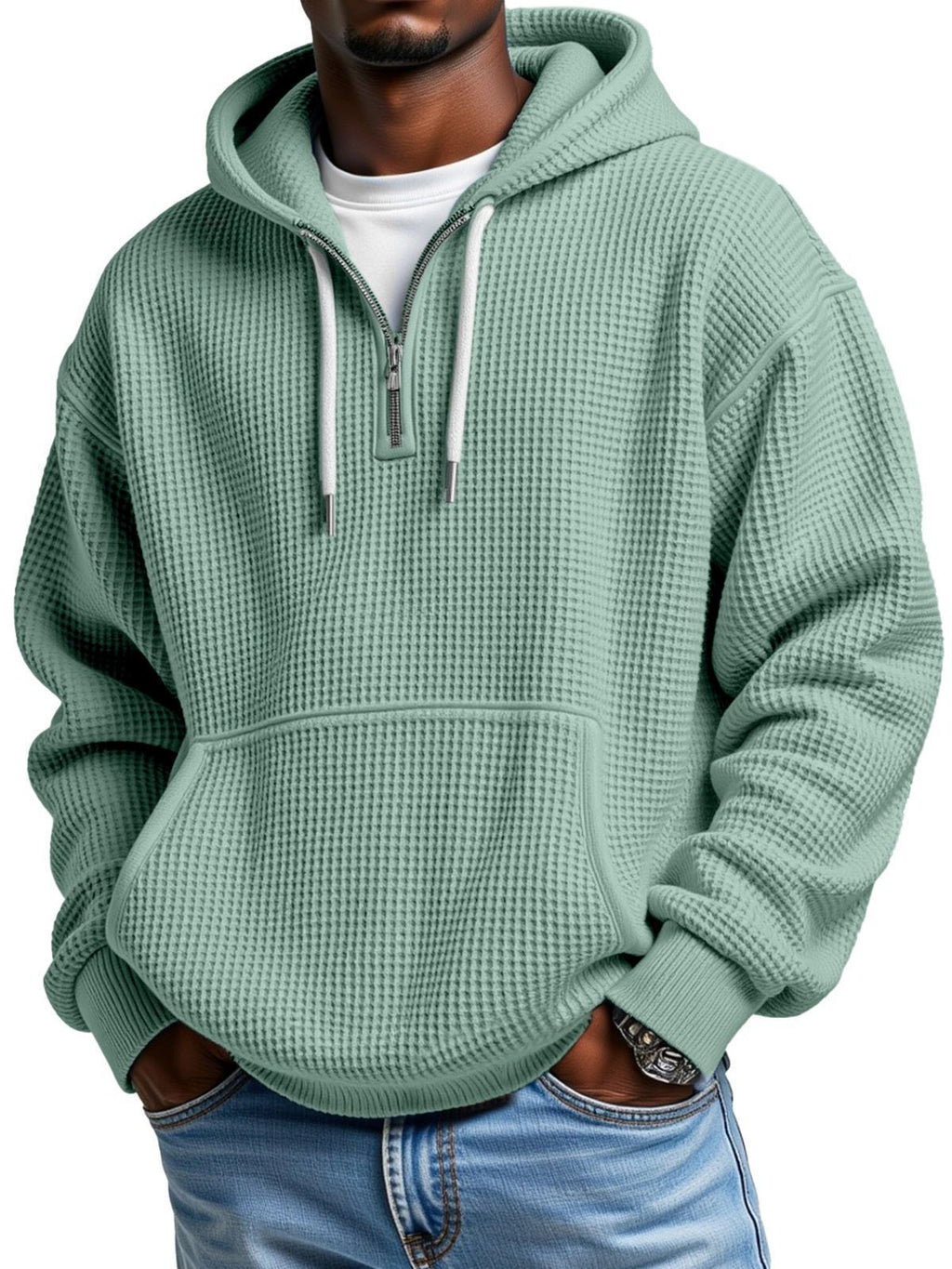 Autumn And Winter Amazon Independent Station Fashion Sports Trendy Brand Tops Waffle pour hommes