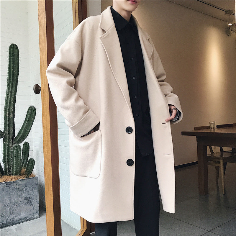 Manteau de laine mi-longueur élégamment chaud casual pour hommes