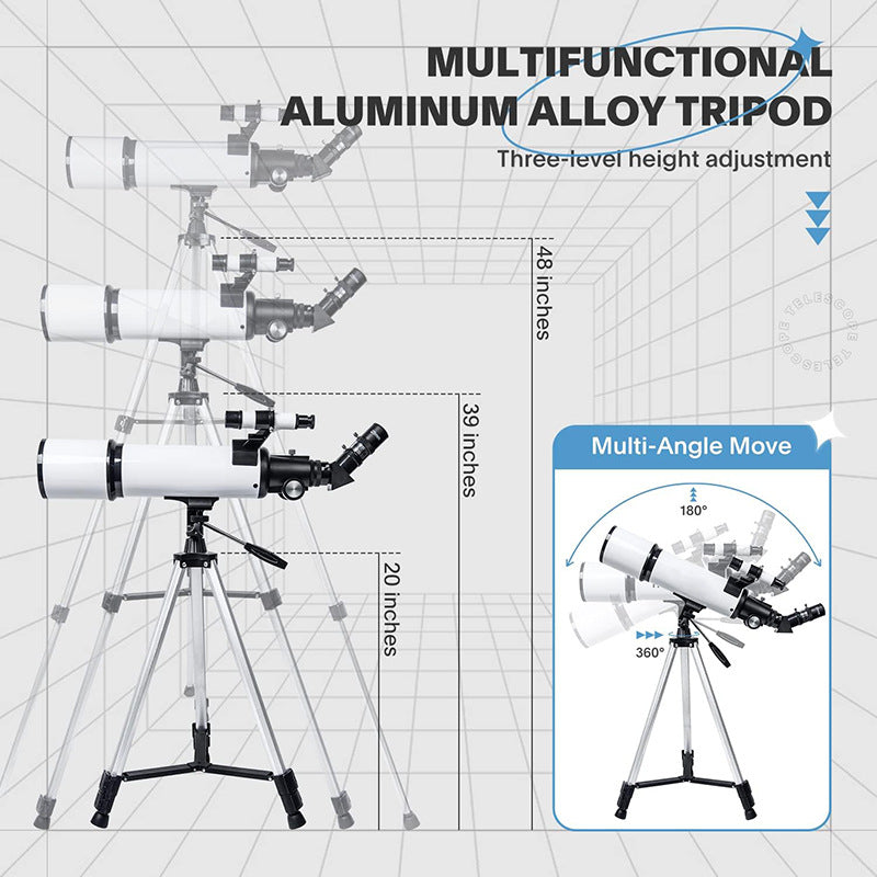 Longueur focale du télescope astronomique métallique avec adaptateur téléphonique