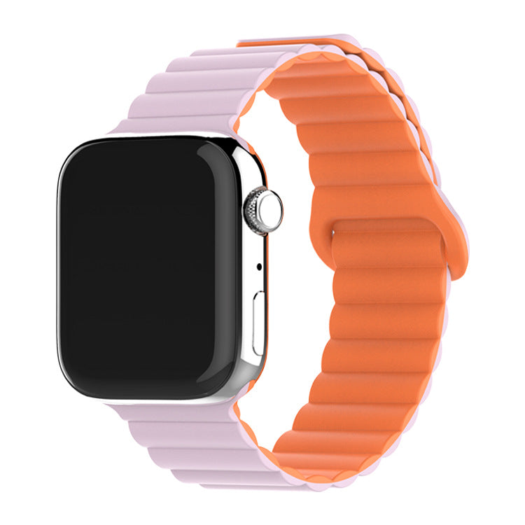 Bracelet de montre à boucle magnétique en silicone bicolore