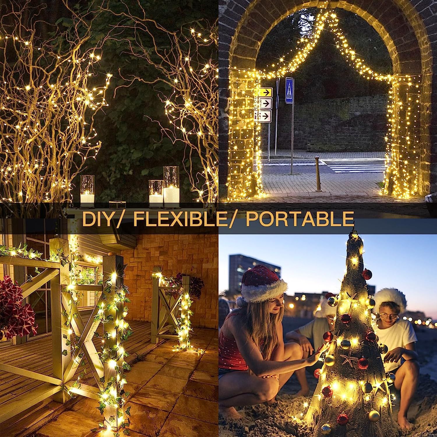 Tube LED Outdoor Waterproof Chaîne décorative bande de lumière solaire