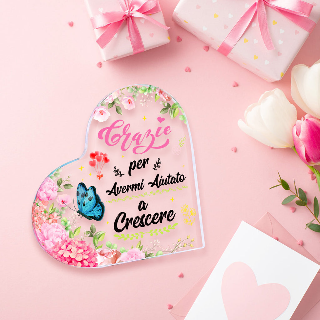 Ornement acrylique – Élégante pièce acrylique en forme de cœur comme un gage d'appréciation pour les spécimens