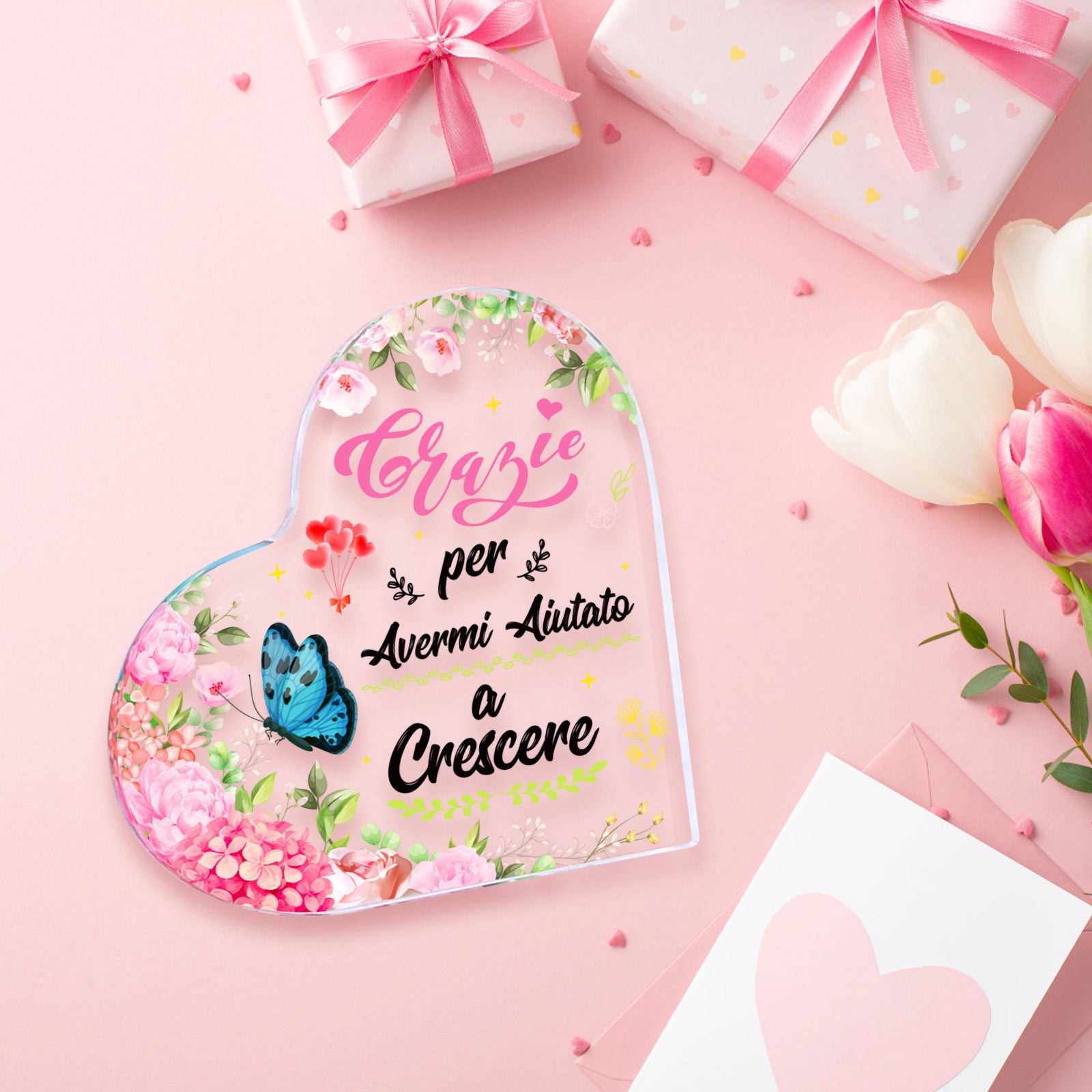 Ornement acrylique – Élégante pièce acrylique en forme de cœur comme un gage d'appréciation pour les spécimens