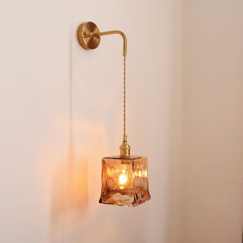 Sconce murale en verre rétro en laiton de style japonais