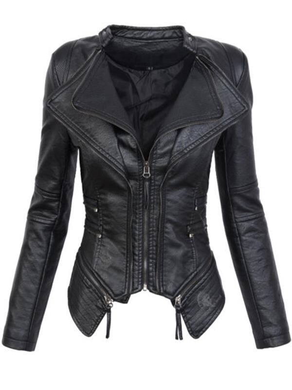 Veste de patchwork en cuir PU