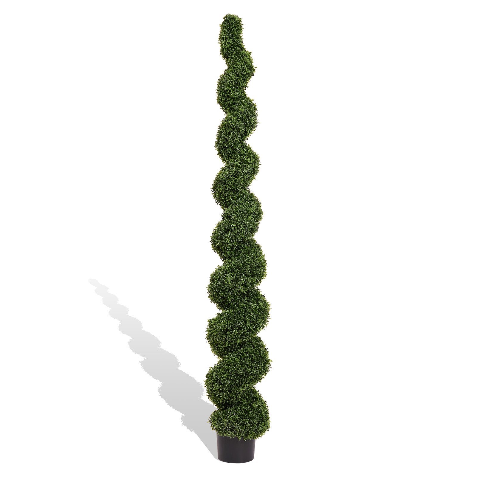 7FT Spiral Arbres topiaires artificiels à l'extérieur Faux Boxwood Plantes Grand Pot vert tordu