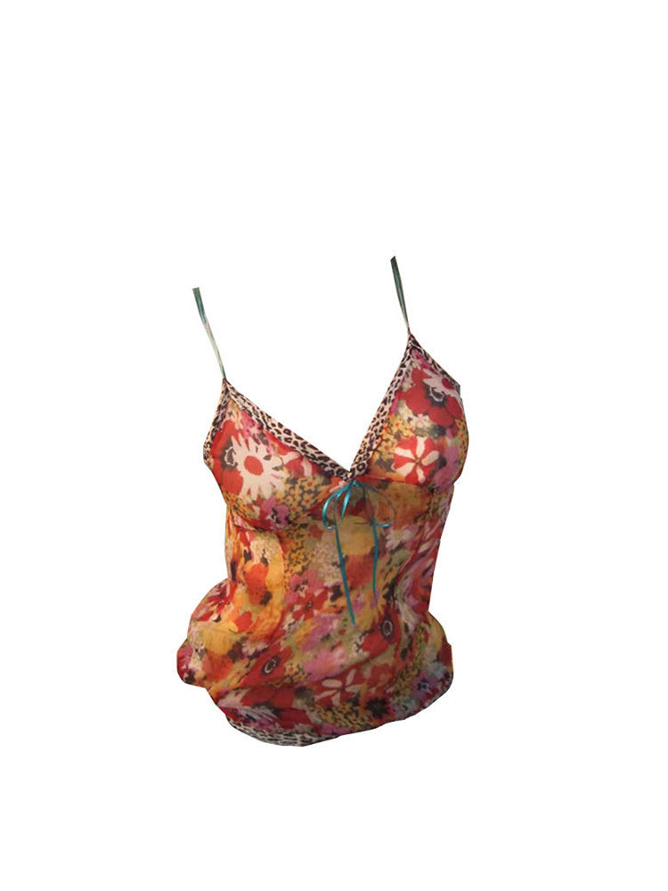 Flattering Figure Slimming Sexy Floral-print Camisole sans manches