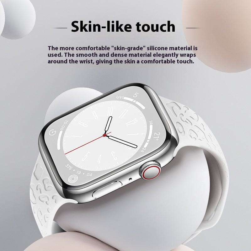 Applicable à Iwatch1-9 Generationultra3 Solid Color Leopard 8 mots Bracelet en silicone Buckle