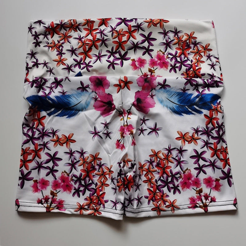 Sèche-linge rapide Sport de yoga féminin Hip-showing Flower Short
