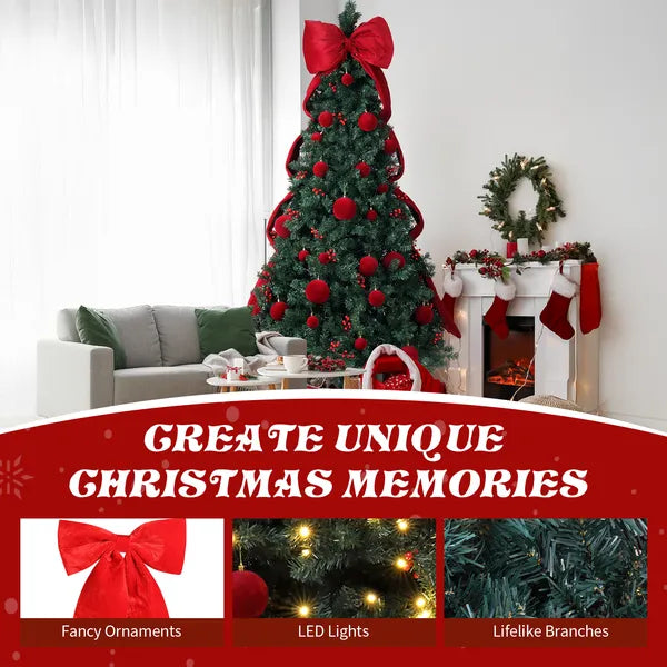 7.5 FT Arbre de Noël artificiel avec bricolage 300 lumières LED blanches chaudes