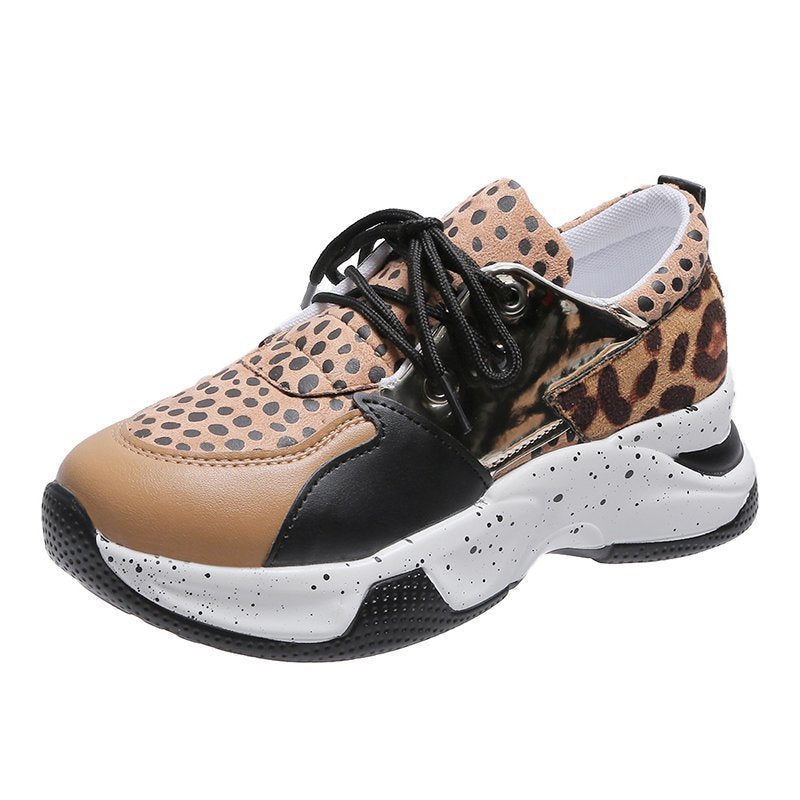 Leopard Imprimer Sneakers Femmes Dentelle vers le haut Marche Running Sports Chaussures