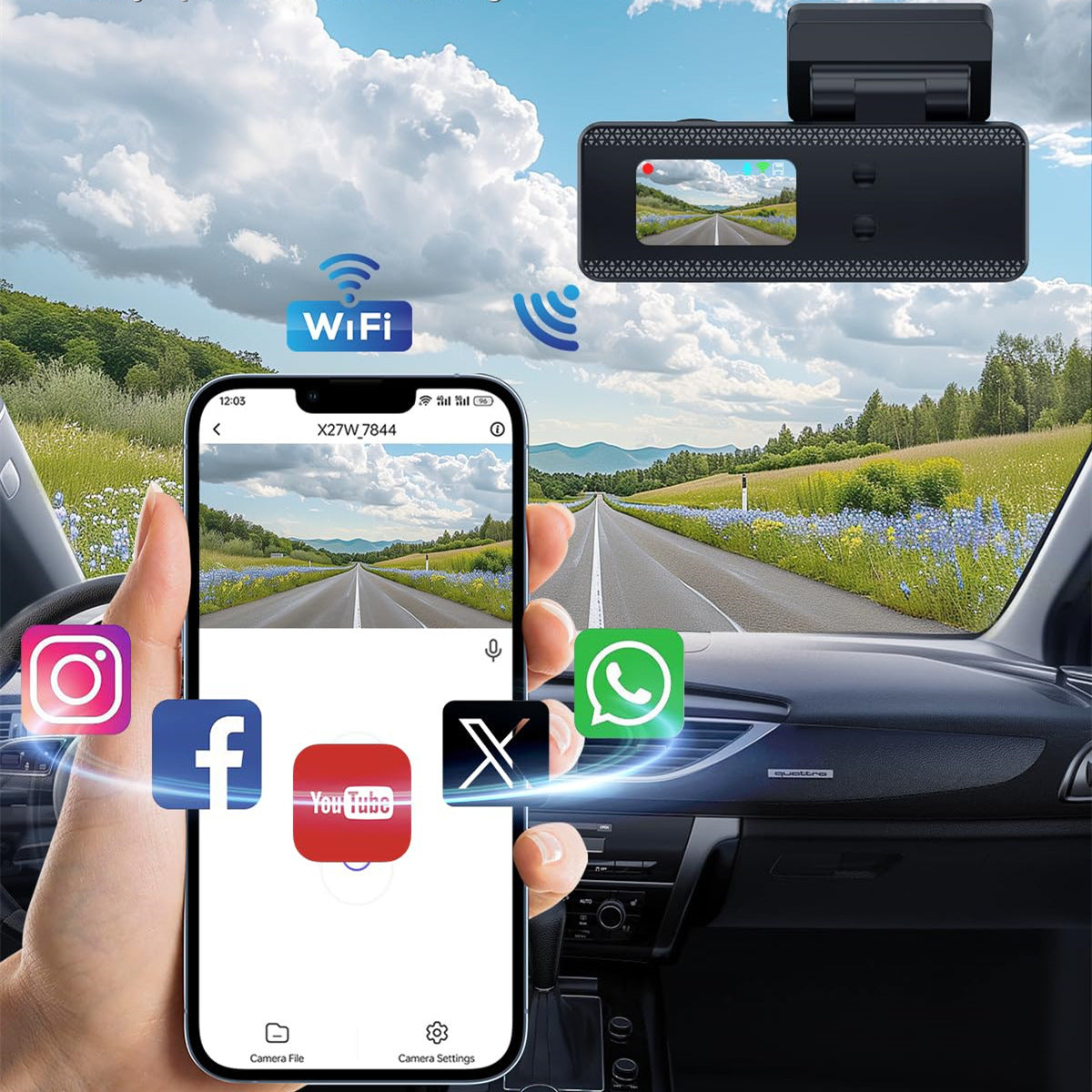 HD WiFi Interconnexion de téléphone mobile Loop Recording Driving Recorder