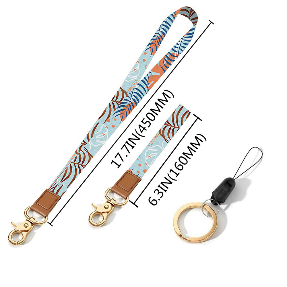 Leather-Polyester Wrist-Neck Lanyard porte-clés à double usage