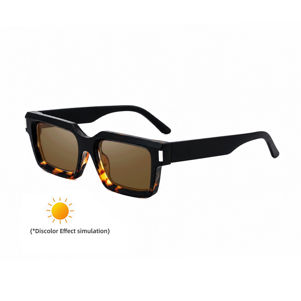 Lunettes de soleil européennes et américaines à cadre carré de mode à changement de couleur pour hommes