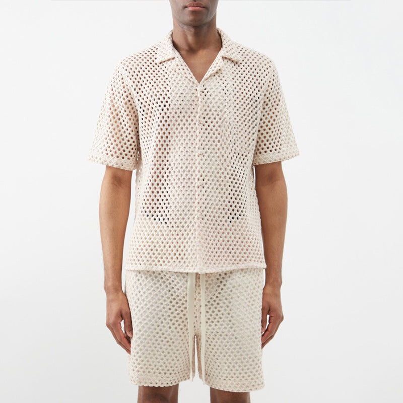 Chemise à manches courtes et short à manches courtes en couleur solide