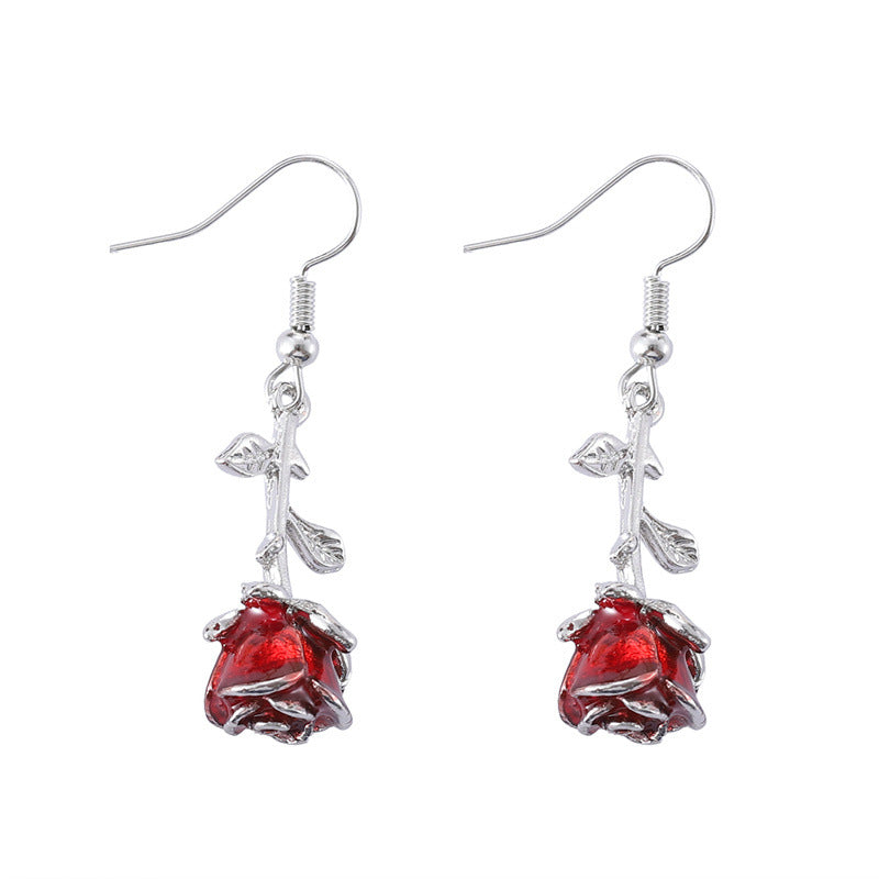 Romantique vintage européen et américain Boucles d'oreilles roses tridimensionnelles