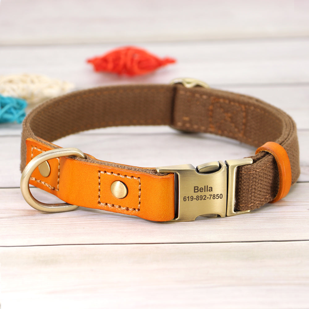 Cowhide chien collier anti lettering chien perdu