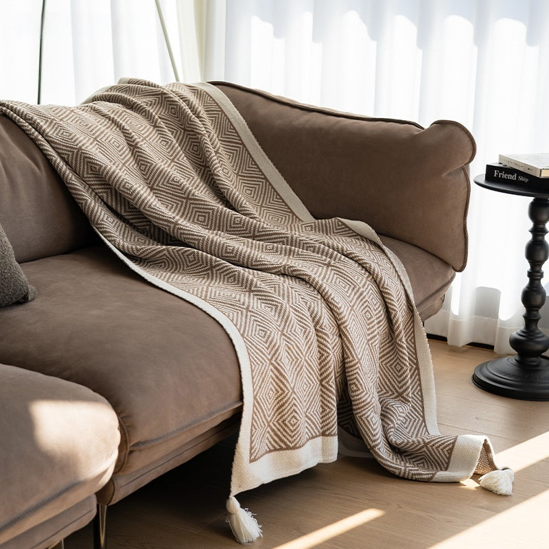 Couverture Kaki Knitted Blanket Air conditionné Couverture Casual Salle de modèle Couverture Canapé