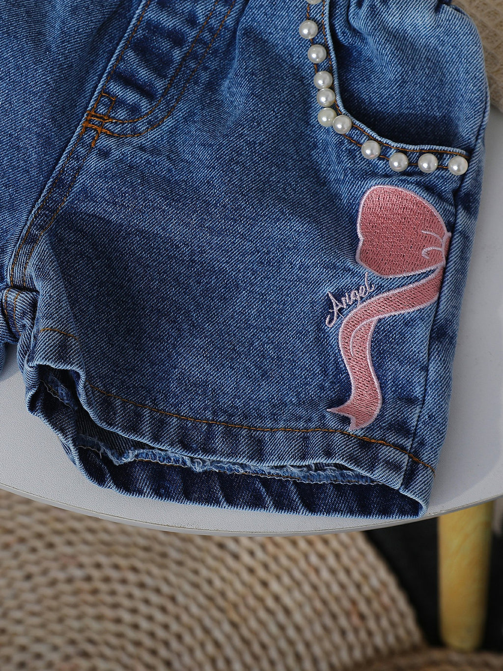 Filles Col rond Imprimé Top et Denim Jeans Set