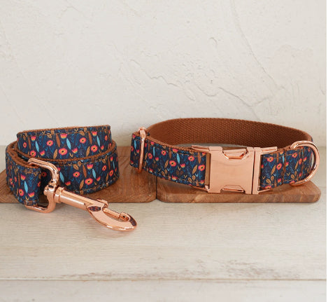 Tongmeng Garden Dog Collar Pet Supplies Export Ensemble de laisses Boucle d'or rose
