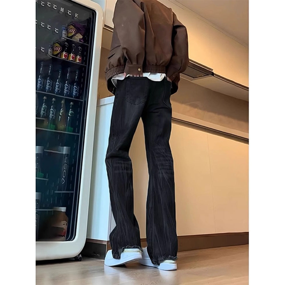 Hommes Lavés Jeans denim à fente droite
