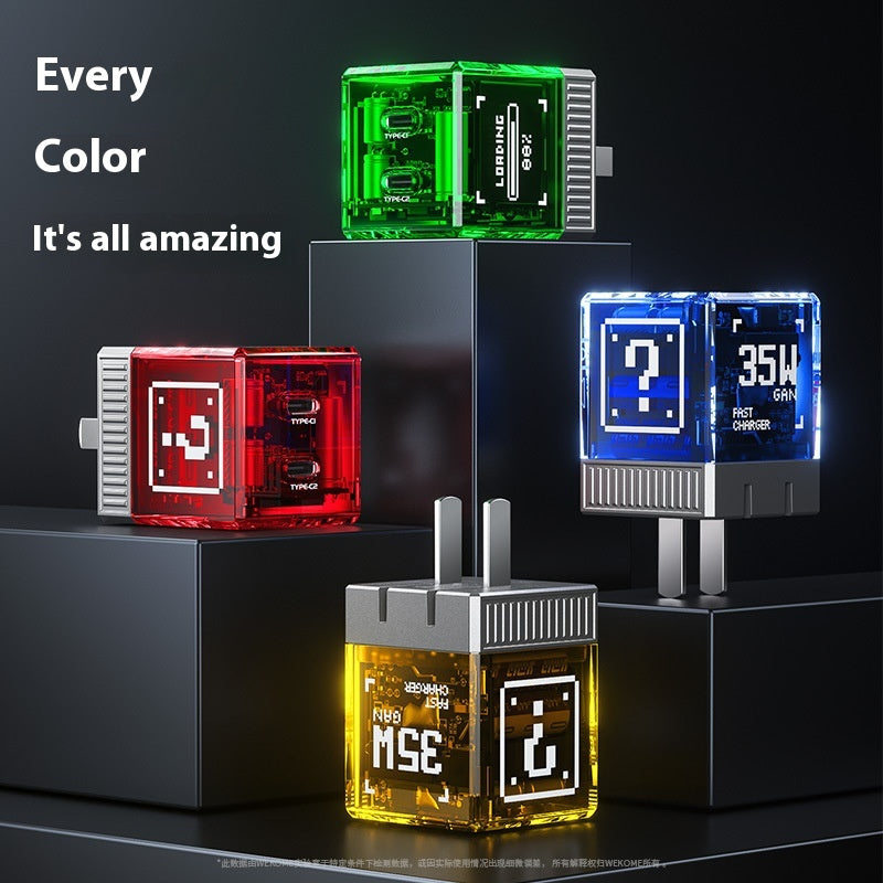 WK Double C Gallium Nitride Charge Plug Transparent Cube