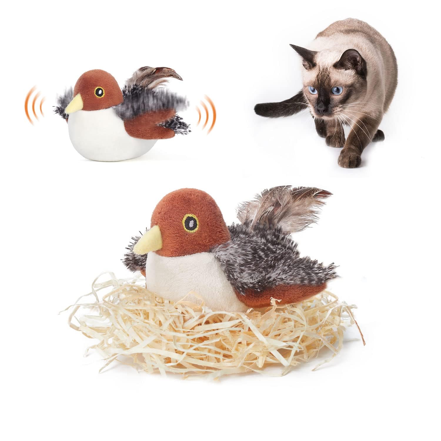 Jouets de chat enflammés Sandpiper paire-Mate oiseaux ressemblant Chirp