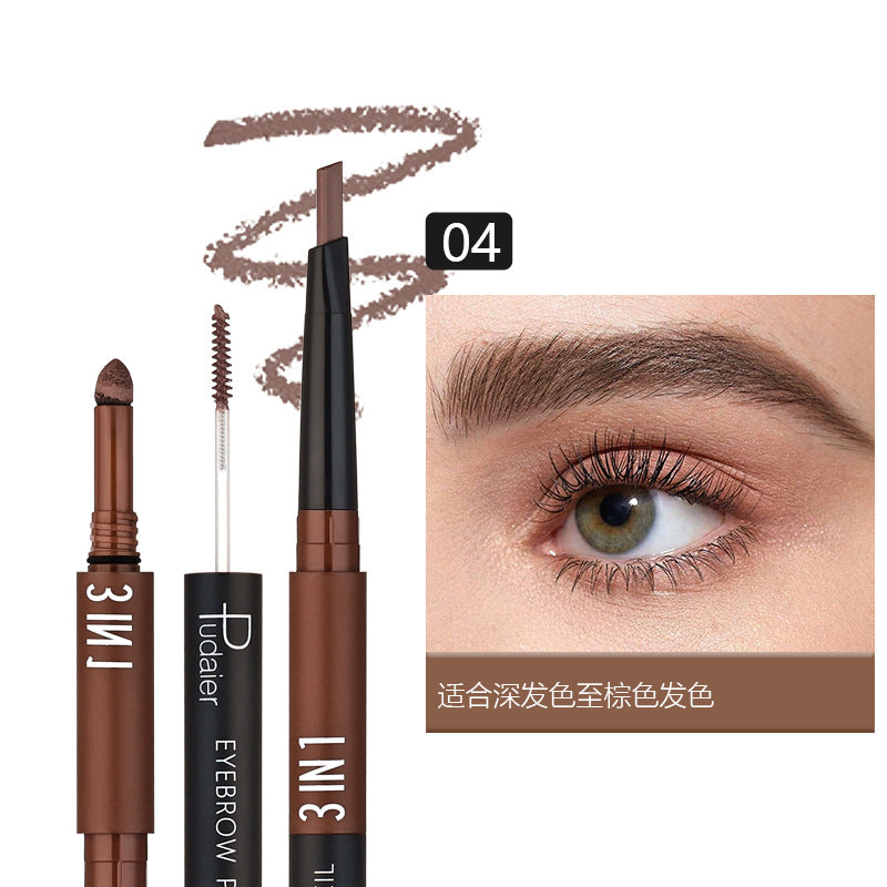 Crayon à sourcils étanche Triangle double tête en trois en un