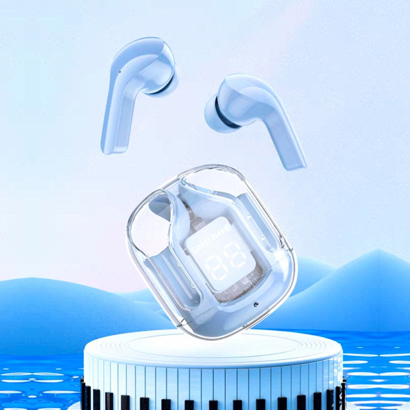 Casque Bluetooth sans fil True sans fil avec boîtier transparent