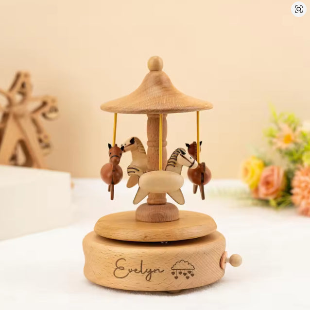 Boîte à musique créative en bois pour décoration maison