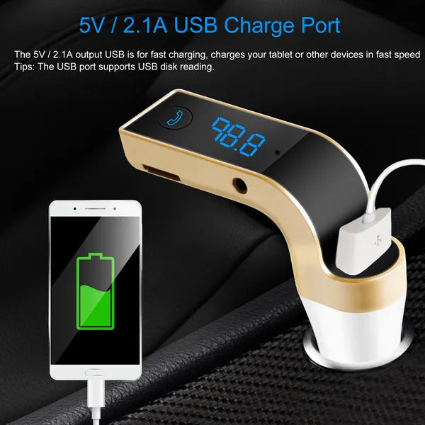 Chargeur USB sans fil d'émetteur FM de voiture sans fil Call MP3 Player MMC Card Reading Aux-in