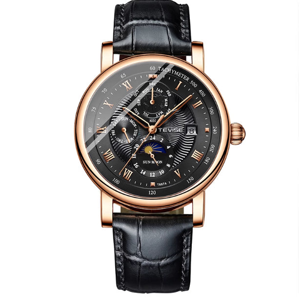 Mécanique homme avec Tourbillon Phase de lune haut de gamme et Starry Sky Design Résistant à l'eau