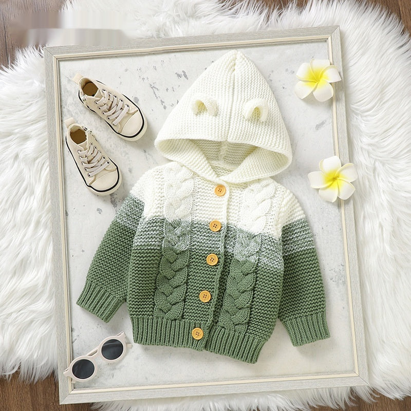 Vêtements de dessus à capuche à câblodistribution pour bébé