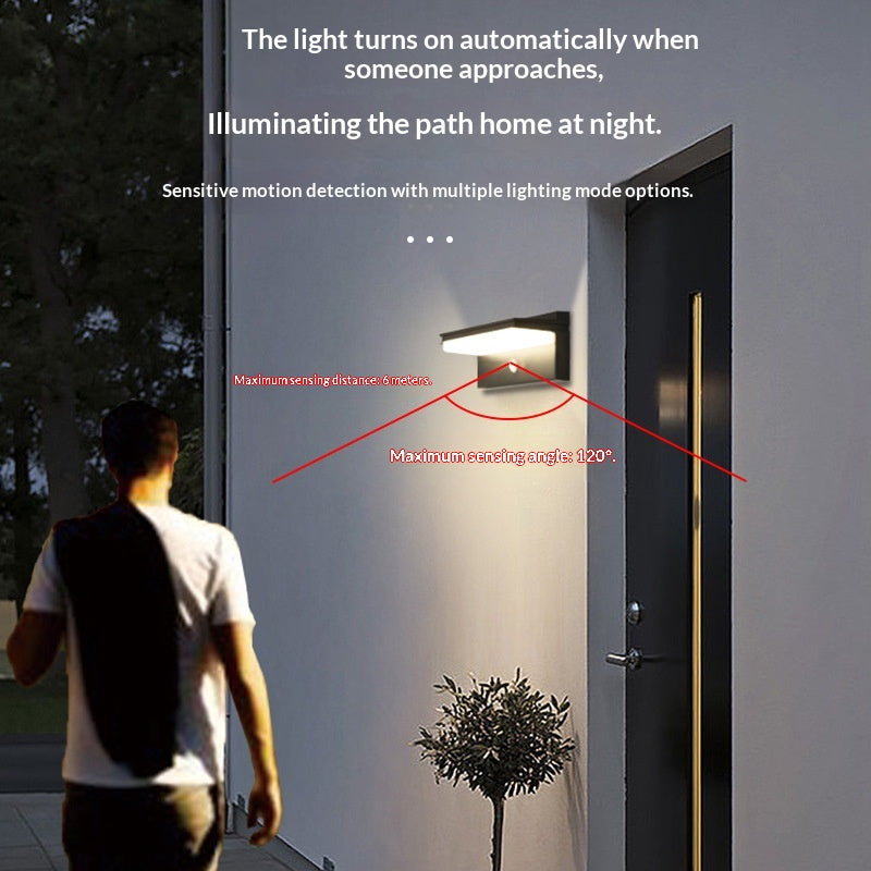 Lampe murale à détecteur de mouvement solaire pour jardins et villas
