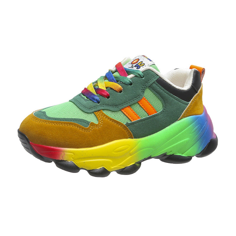 Fashion Femmes Épaisseur du bas coloré avant de dentelle-up Sneakers
