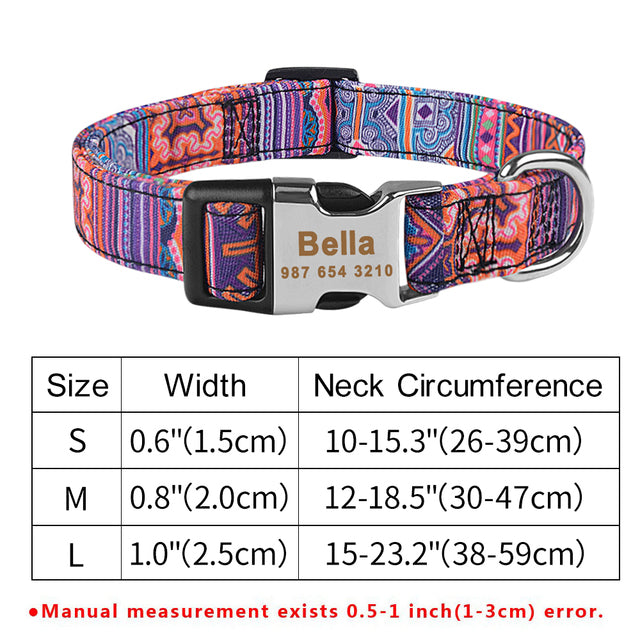 Collier de chien personnalisé en nylon réglable Free gravé Nom ID Tag