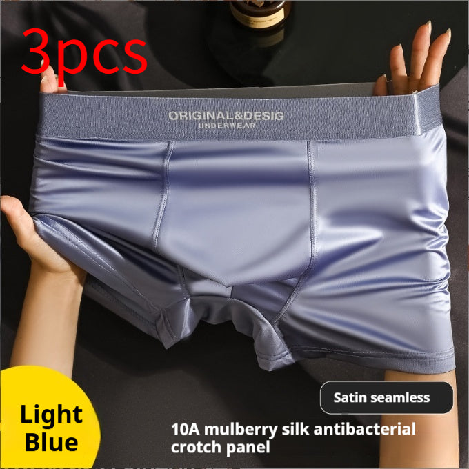 Sous-vêtements en soie de luxe satiné de luxe pour hommes Boxers respirants d'été Boxers
