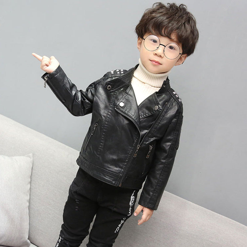 Veste en cuir casual de mode pour garçons