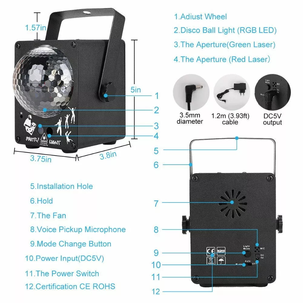 1240 Motif LED Projecteur laser Stage Lumière RGB Parti KTV Club Lumières Noël