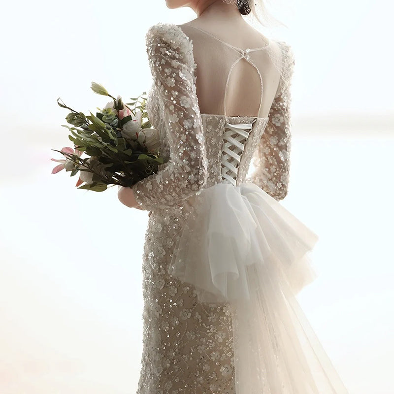 Robe de mariée légère en queue de poisson de style français