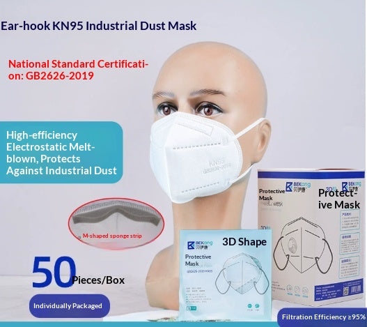 Masque KN95 de qualité industrielle anti-poussière emballé individuellement avec une bande d'éponge